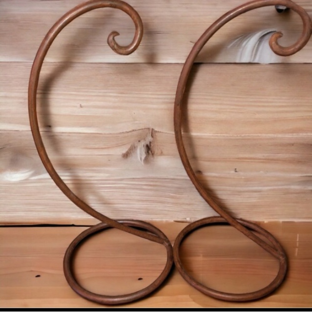 Longaberger Metal Hanger Set X2 Brown Ornament Basket Terrarium 15.5”X 7” Sturdy